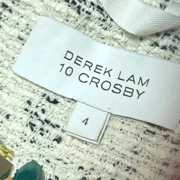 Derek Lam 10 Crosby women’s White & Black Tweed High-Low Zip-Up Jacket size 4 - Picture 7 of 8